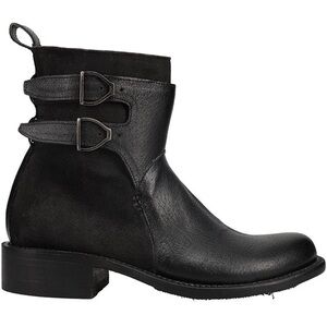 Lucchese Tulsa Boarskin round toe Moto black booties